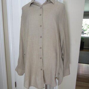 SOLAI The Label Tan Long Sleeve Cotton Blend Oversized Shirt – Sz L “As Is”